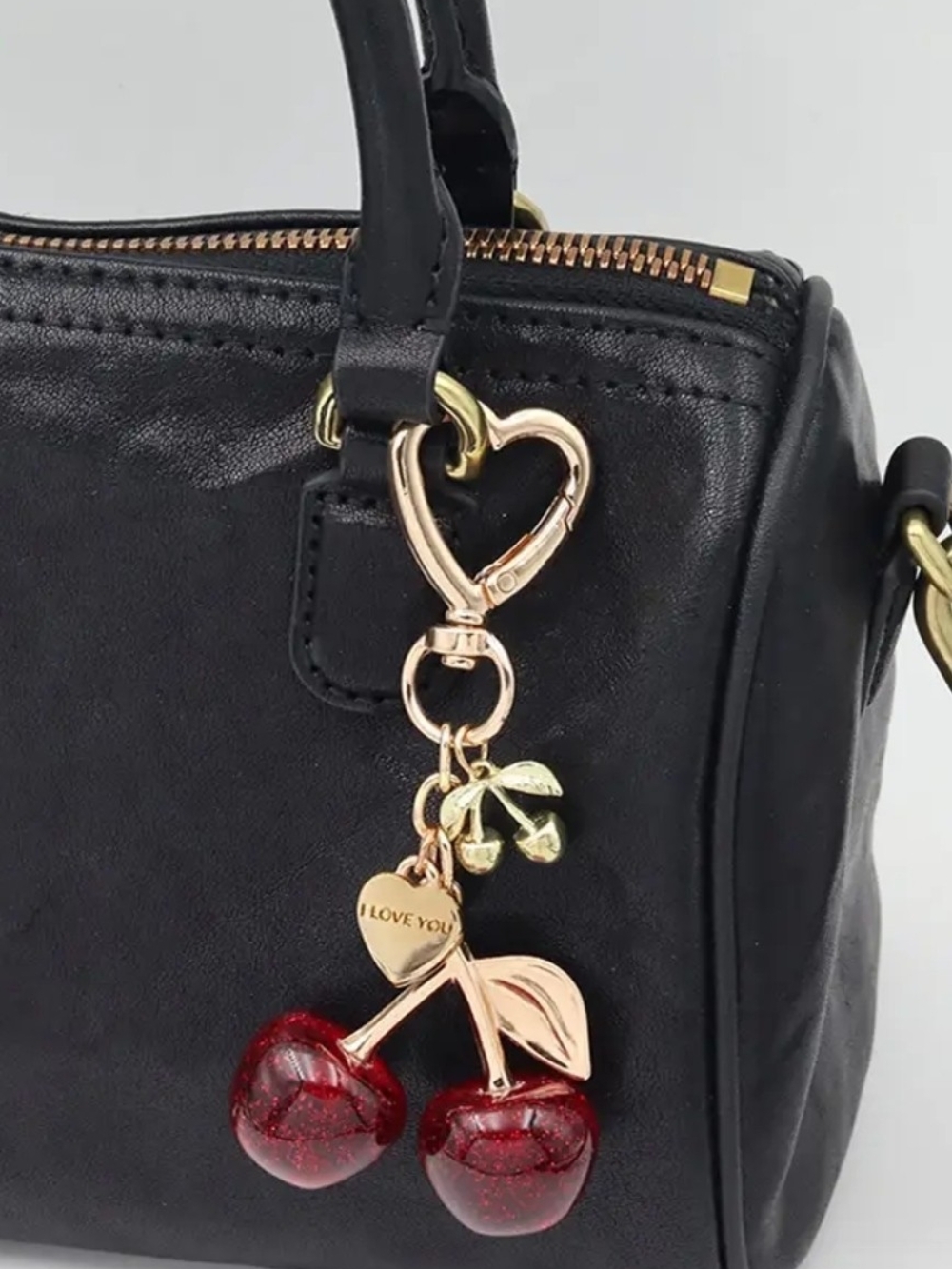 Gold-Tone Cherry Key & Card Holder Charm - Red X2 - Picture 2 of 3